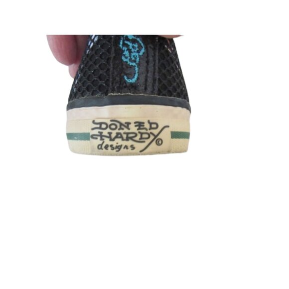 Y2K Don-Ed Hardy Black Lace less Fishnet/Mesh Skull Sneakers Size 10 - Picture 6 of 9